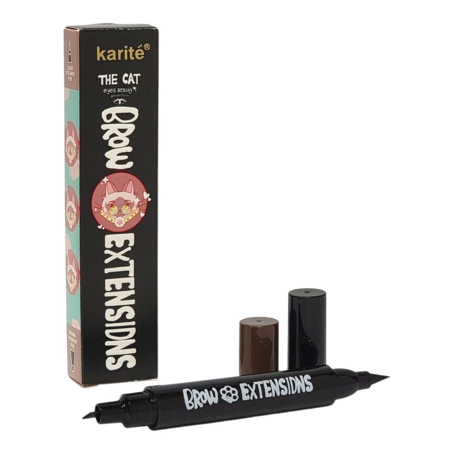 DELIENADOR DE OJOS 2 EN 1, LAPIZ DE CEJAS 1ML, DELINEADOR DE OJOS LIQUIDOS 2ML KARITE THE CAT
