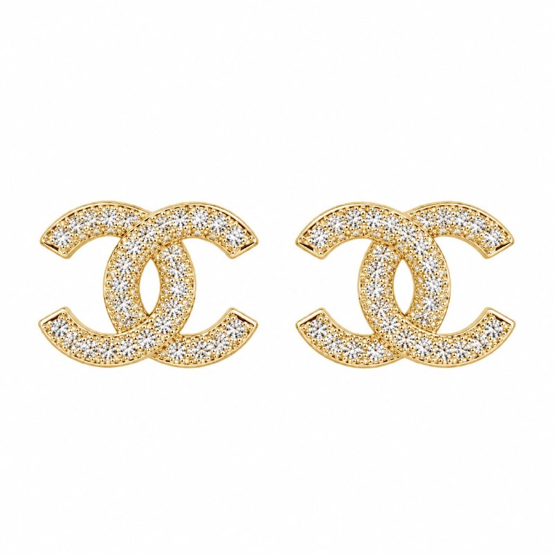 ARITOS DE ENCHAPE PARA DAMA CON DISEÑO DE CHANEL DORADO 1CM