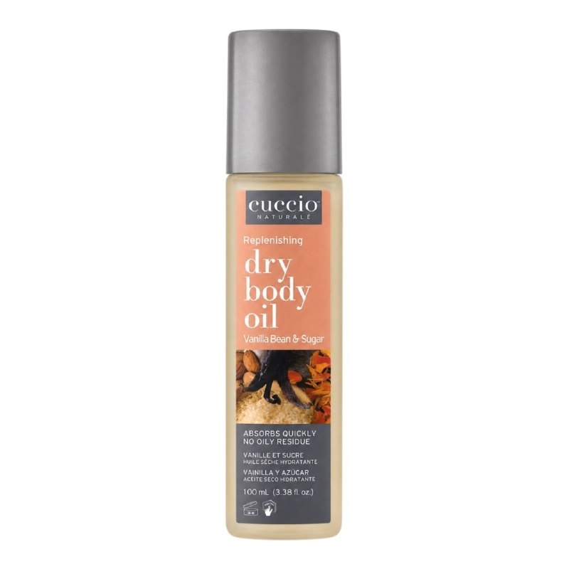 ACEITE CORPORAL SECO HIDRATANTE Y ACONDICIONADOR DE RAPIDA ABSORCION CON AROMA A VAINILLA Y AZUCAR CUCCIO 100ML