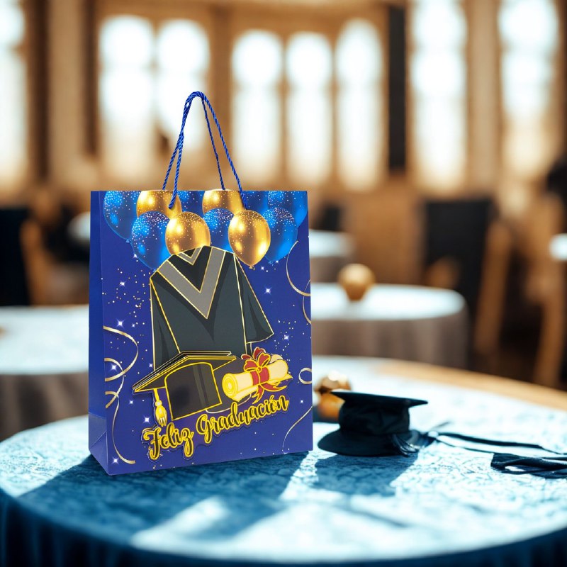 BOLSA DE REGALO DE GRADUACION MEDIANA 32X26X10CM