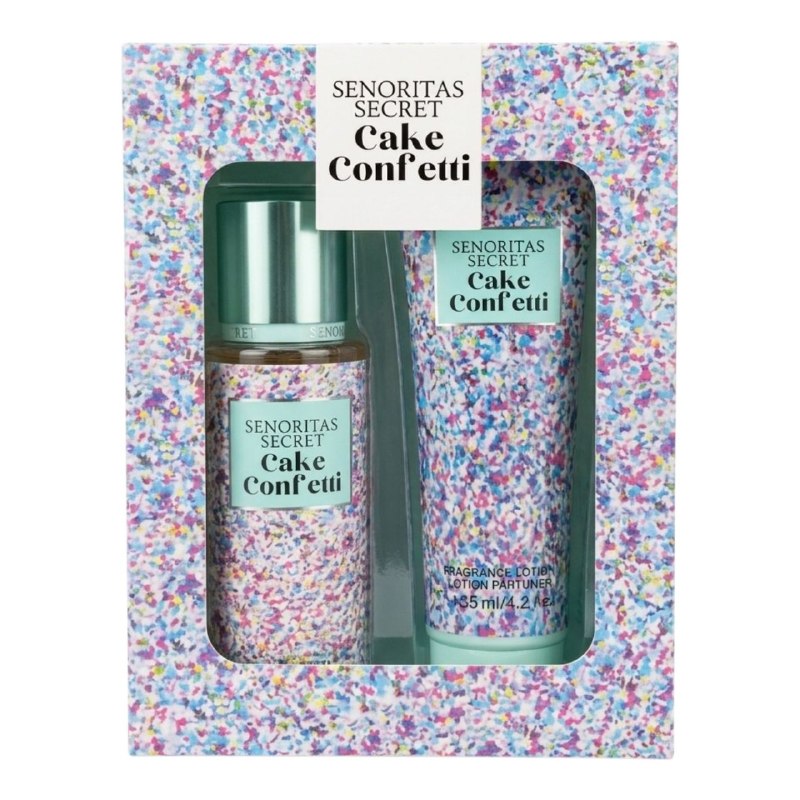 SET SENORITAS SECRET CAKE CONFETTI SPLASH 125ML CREMA CORPORAL 125ML (M) (AROMA SIMILAR VS CAKE CONFETTI)