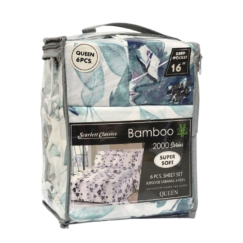 JUEGO DE SABANAS CAMERA DE 6 PIEZAS QUEEN SCARLETT CLASSICS BAMBOO, 54 ESTILOS