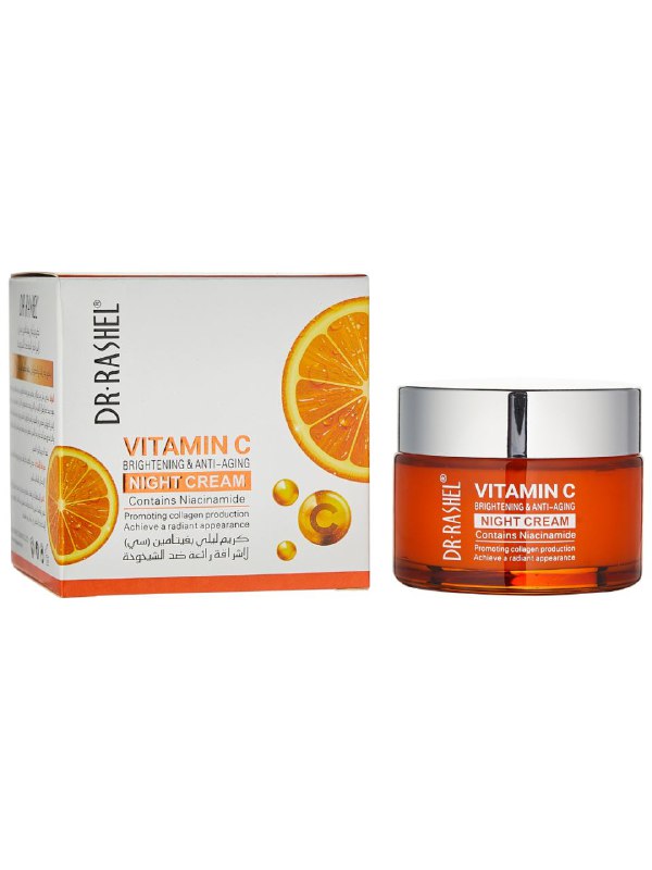 CREMA FACIAL DE NOCHE ILUMINADORA Y ANTIEDAD CON VITAMINA C COLAGENO Y NIACINAMIDA DR RASHEL 50G