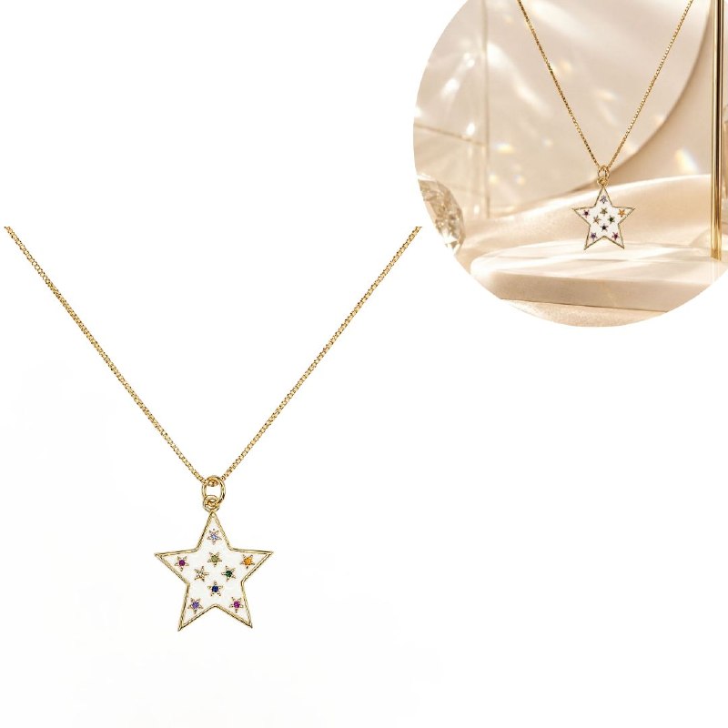 GARGANTILLA DE ENCHAPE PARA DAMA CON DISEÑO DE ESTRELLA 2.3CM