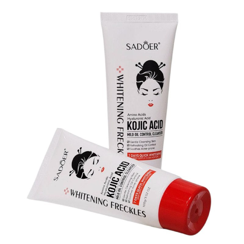 LIMPIADOR FACIAL ESPUMOSO SUAVE Y BLANQUEADOR CON NIACINAMIDA Y ACIDO KOJICO Y HIALURONICO SADOER 100G