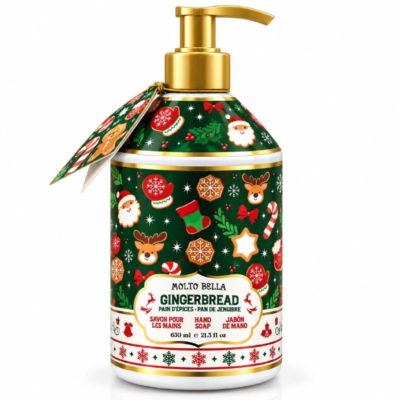 JABON LIQUIDO PARA MANOS SUAVE CON AROMA A PAN DE JENGIBRE MOLTO BELLA 630ML