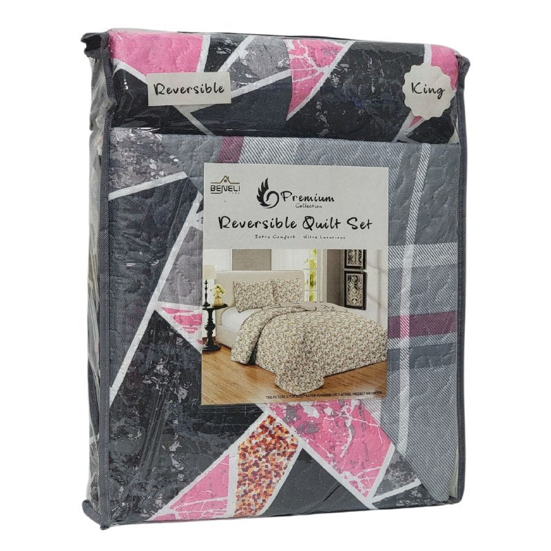 JUEGO DE SABANAS CAMERA TIPO EDREDON REVERSIBLE DE 3PCS KING BENELI HOME