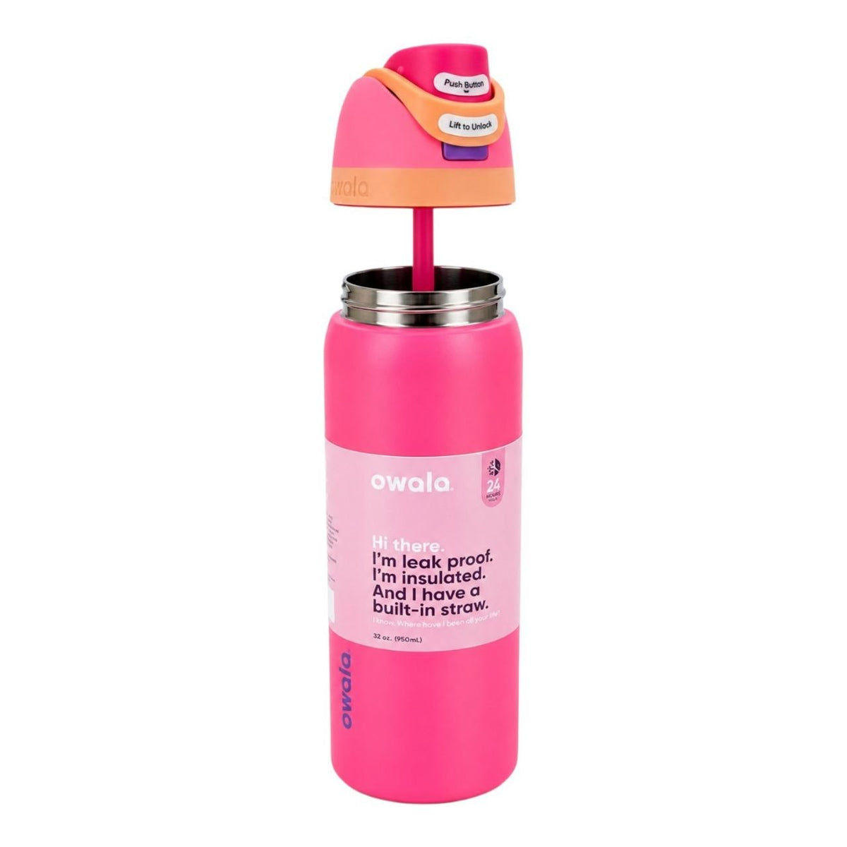 BOTELLA TÉRMICA REUTILIZABLE CON PAJILLA INTEGRADA OWALA 24OZ (710ML)