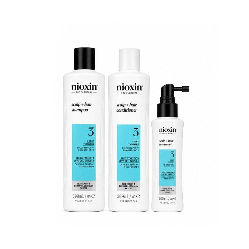 SET DE 3 PASOS PARA CABELLO TEÑIDO CON DEBILITAMIENTO LEVE, EFECTO ANTICAIDA, PROTECTOR DE COLOR Y DENSIFICADOR NIOXIN