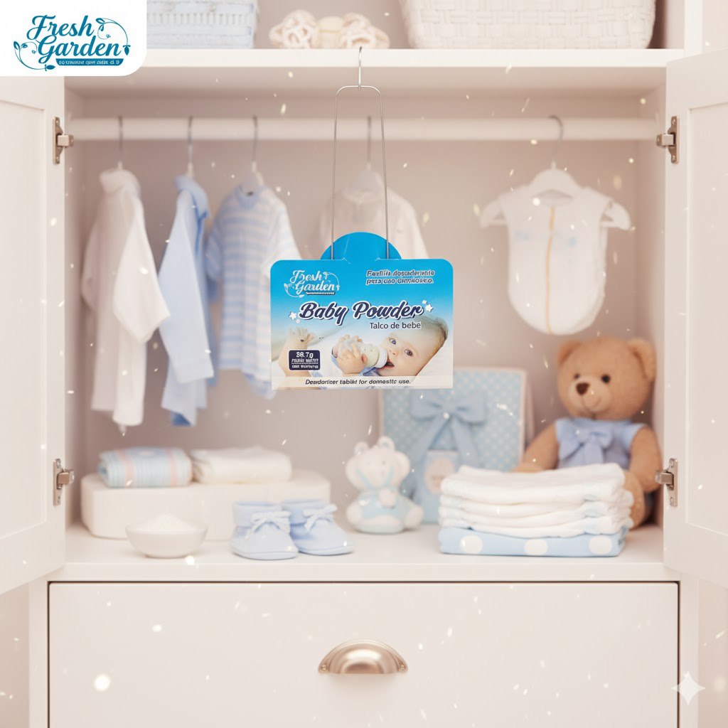 AMBIENTADOR EN PASTILLA PARA BAÑO CON OLOR A TALCO DE BEBE 56.7G FRESH GARDEN