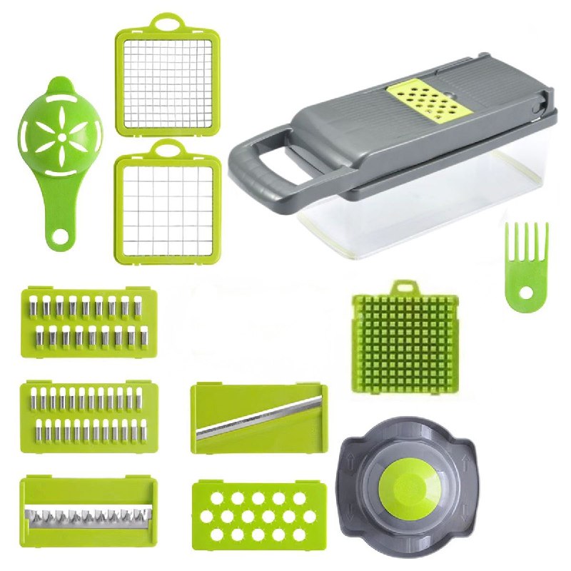 MAQUINA CHISMOLERA, CORTADORA DE VERDURAS 14 EN 1 MULTIFUNCIONAL KITCHEN IDEAS VEGGIE SLICER 11X11X32CM