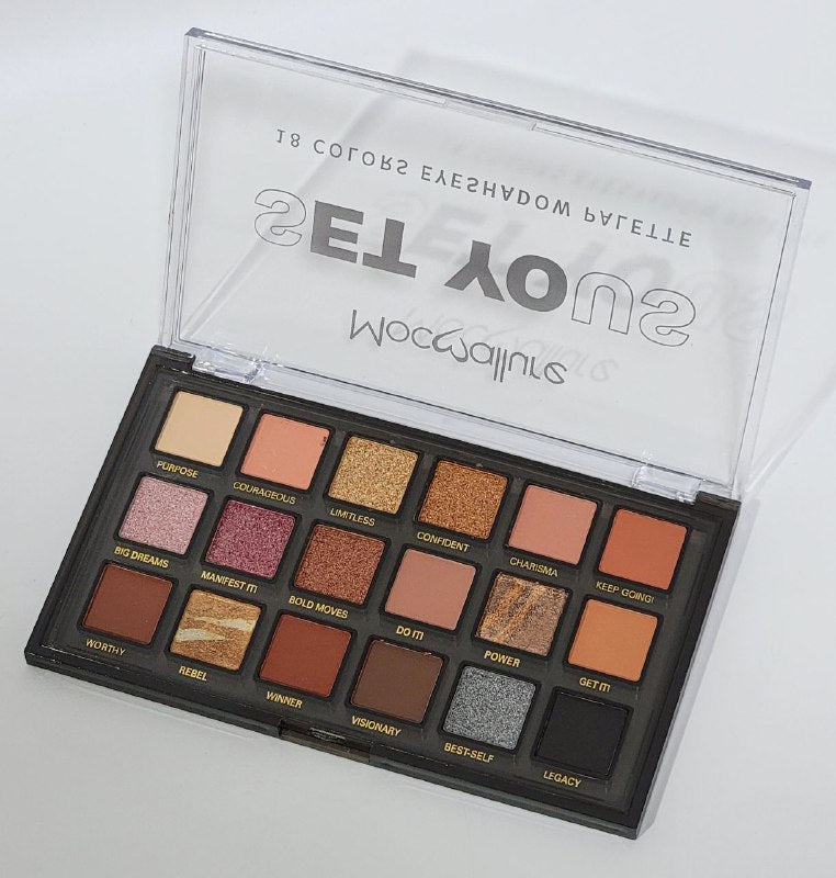 SOMBRAS DE OJOS EN PALETA DE 18 COLORES, BELLEZA TRIDIMENSIONAL COLOR ROSA SUAVE Y BRILLO TRANSPARENTE MOC ALLURE SET YOUS ANGEL 26G