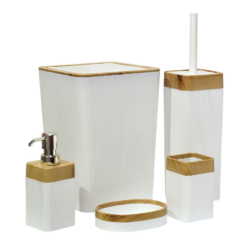 DISPENSADOR DE JABON LIQUIDO EN SET PARA BAÑO DE 5 PIEZAS, DISFRUTA DE UN BAÑO ORDENADO Y ELEGANTE VIOLET HOME