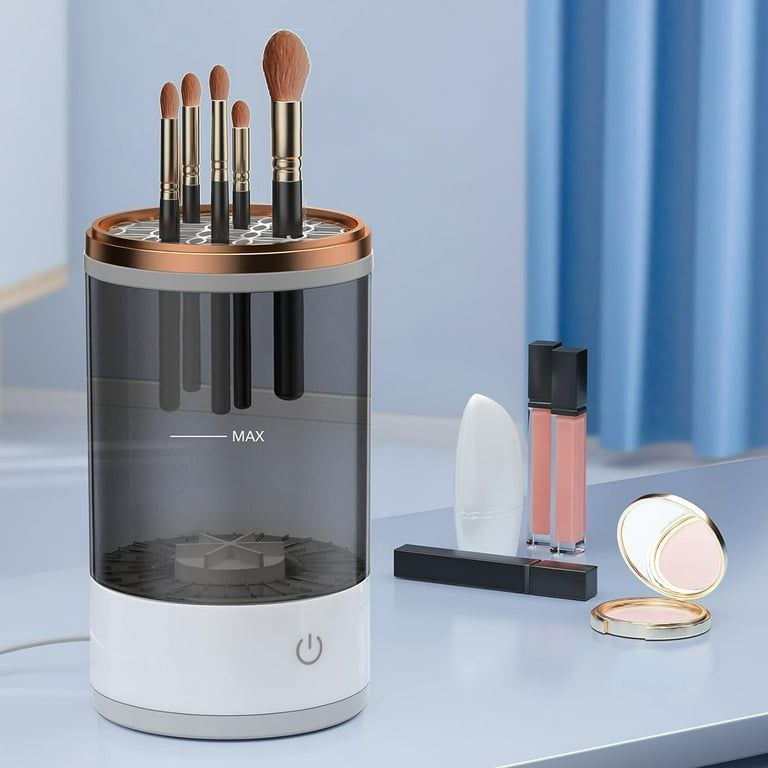 MAQUINA LIMPIADORA DE BROCHAS DE MAQUILLAJE ELECTRICO 3 EN 1 SOPORTE GIRATORIO