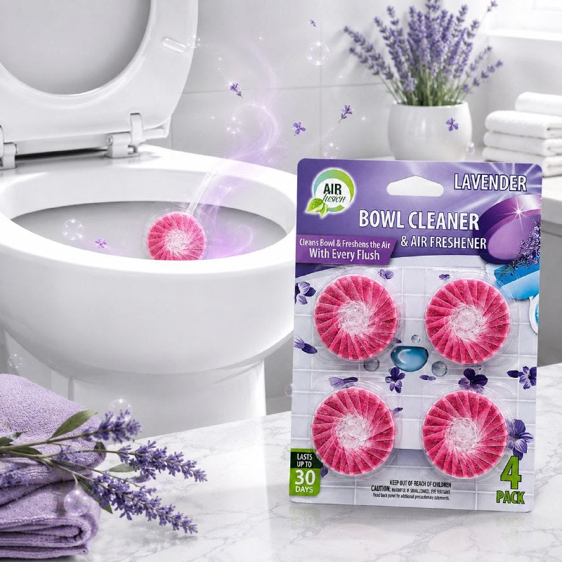 PASTILLAS LIMPIADORAS Y DESODORANTES PARA SANITARIOS CON AROMA A LAVANDA AIR FUSION 4PCS