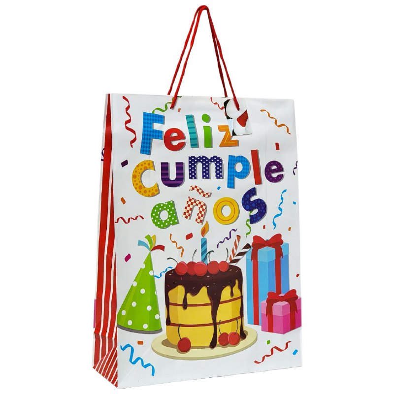 BOLSA DE REGALO DE FELIZ CUMPLEAÑOS GRANDE 30X12X41.5CM