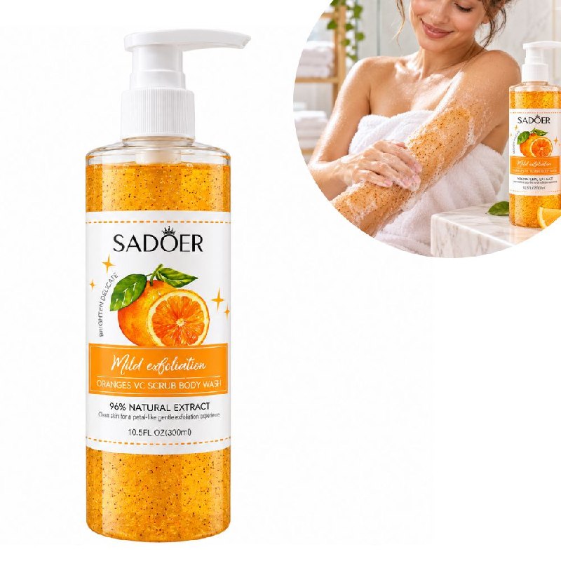 GEL DE DUCHA EXFOLIANTE E ILUMINADOR DE NARANJA CON VITAMINA C SADOER 300ML