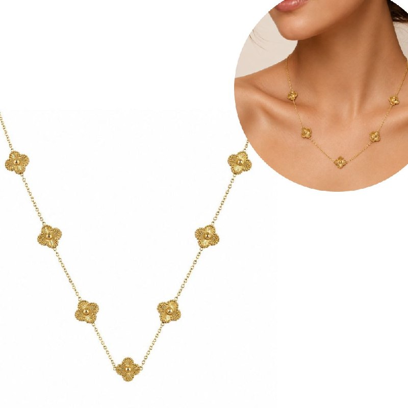GARGANTILLA DE ENCHAPE PARA DAMA CON DISEÑO DE FLOR 2.1CM (DUPE DE VAN CLEEF)