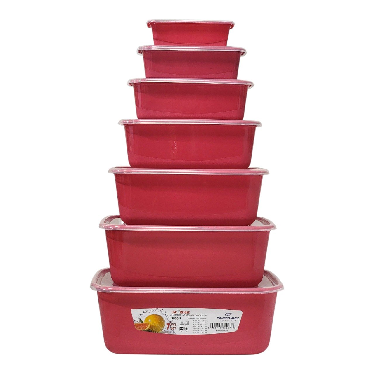 SET DE RECIPIENTES PANAS PARA ALIMENTOS HERMETICOS APILABLES 7PCS PRINCEWARE