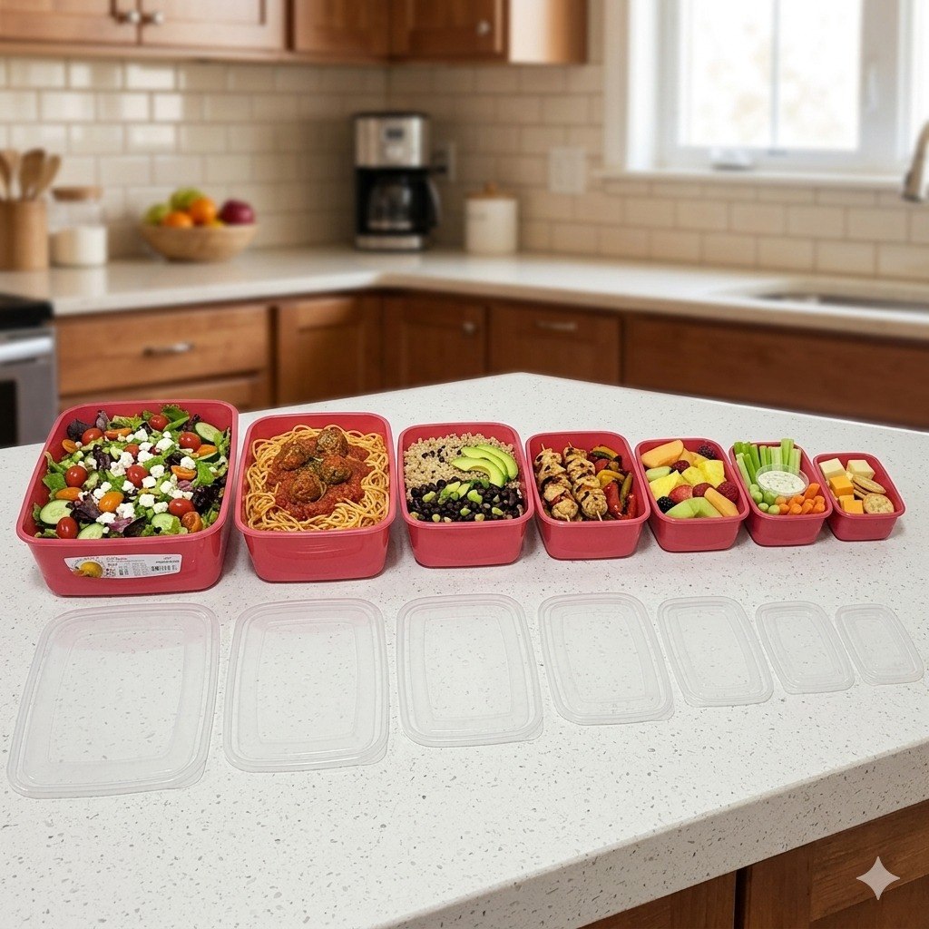 SET DE RECIPIENTES PANAS PARA ALIMENTOS HERMETICOS APILABLES 7PCS PRINCEWARE