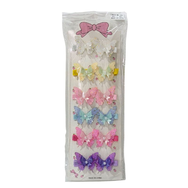 GANCHO PARA EL CABELLO DE PINZA DE MARIPOSA PAQUETE DE 6UND, MEDIDA 5CM