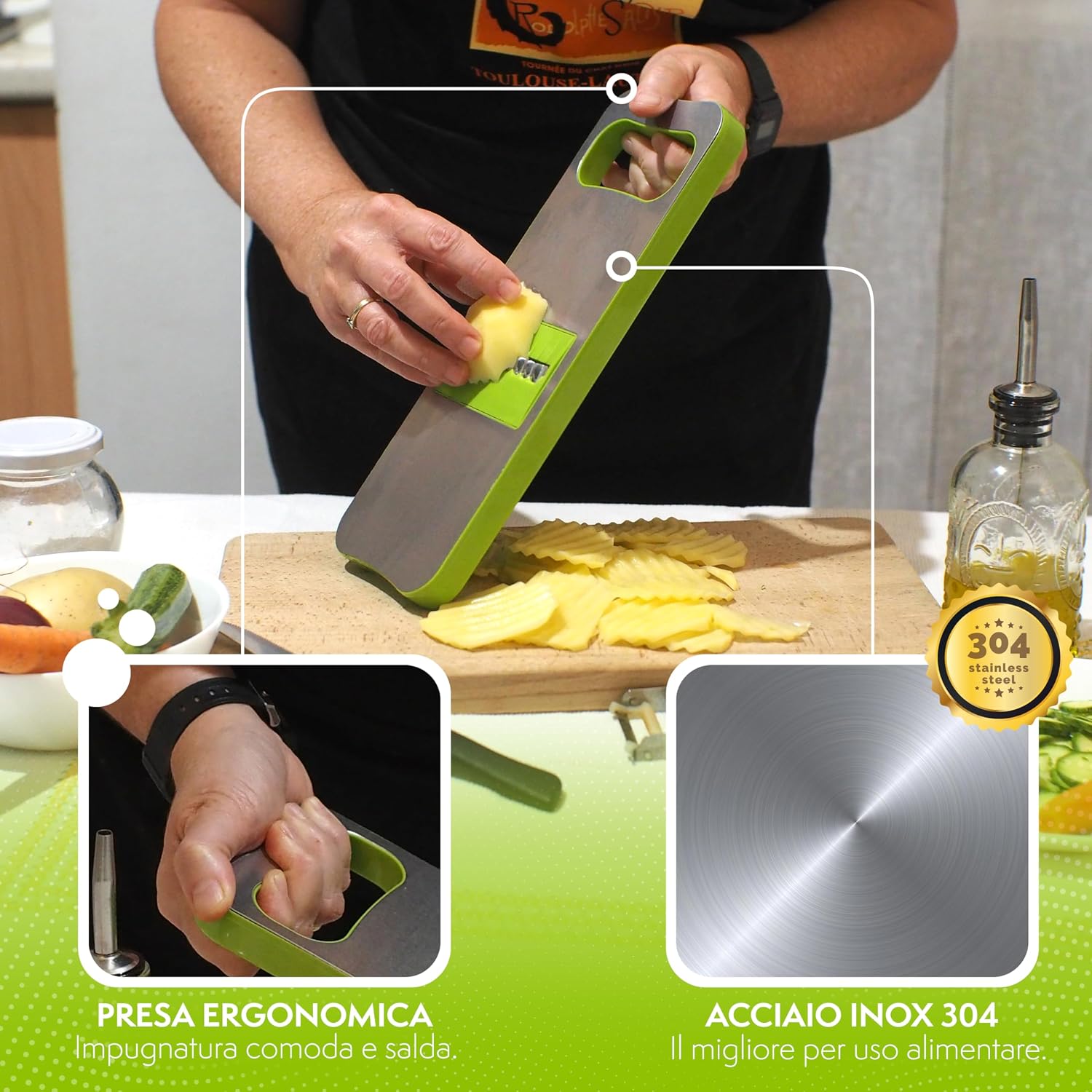 CORTADOR Y RALLADOR DE VERDURAS 4 EN 1 DE ACERO INOXIDABLE VELEKA 28X10.5CM