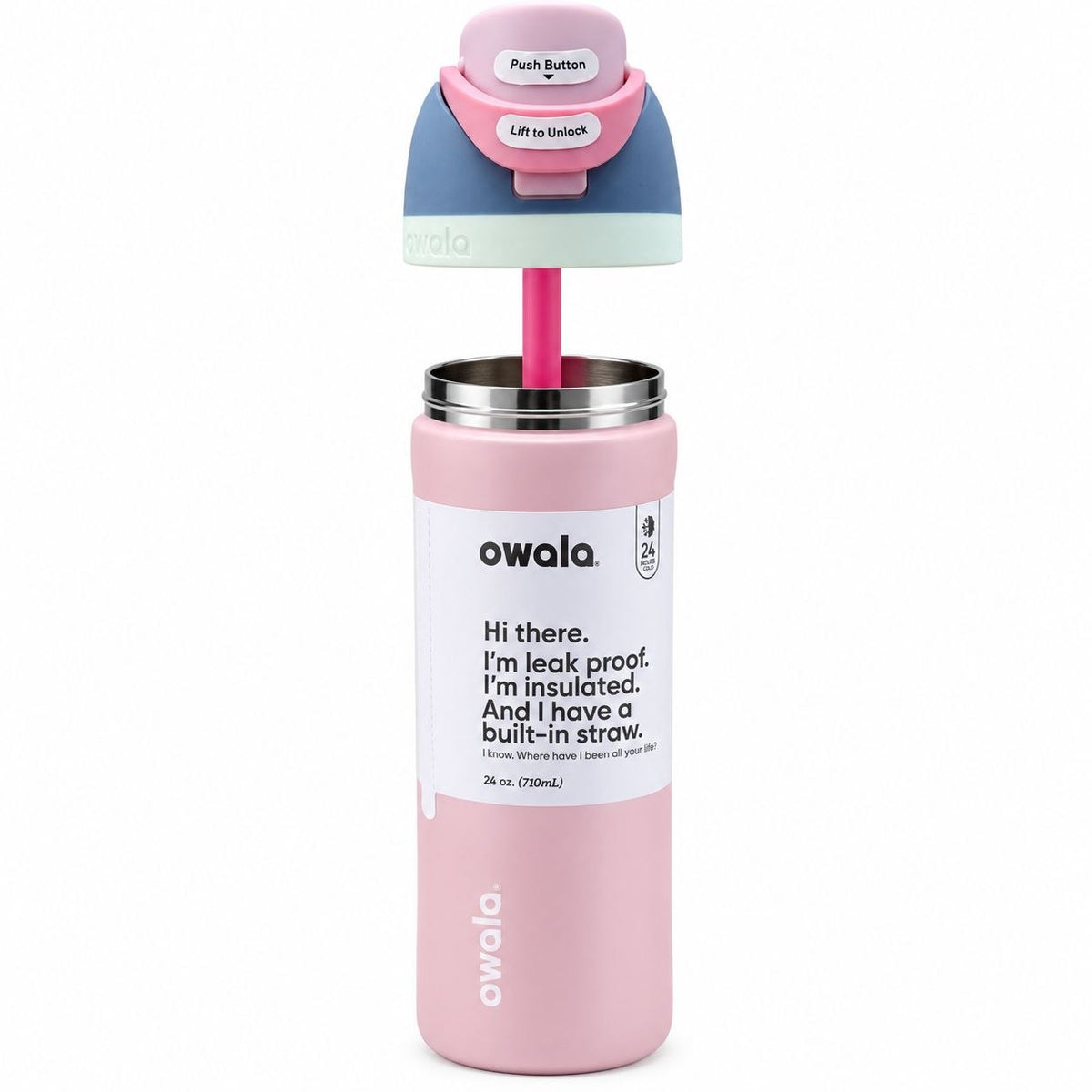 BOTELLA TÉRMICA REUTILIZABLE CON PAJILLA INTEGRADA OWALA 24OZ (710ML)