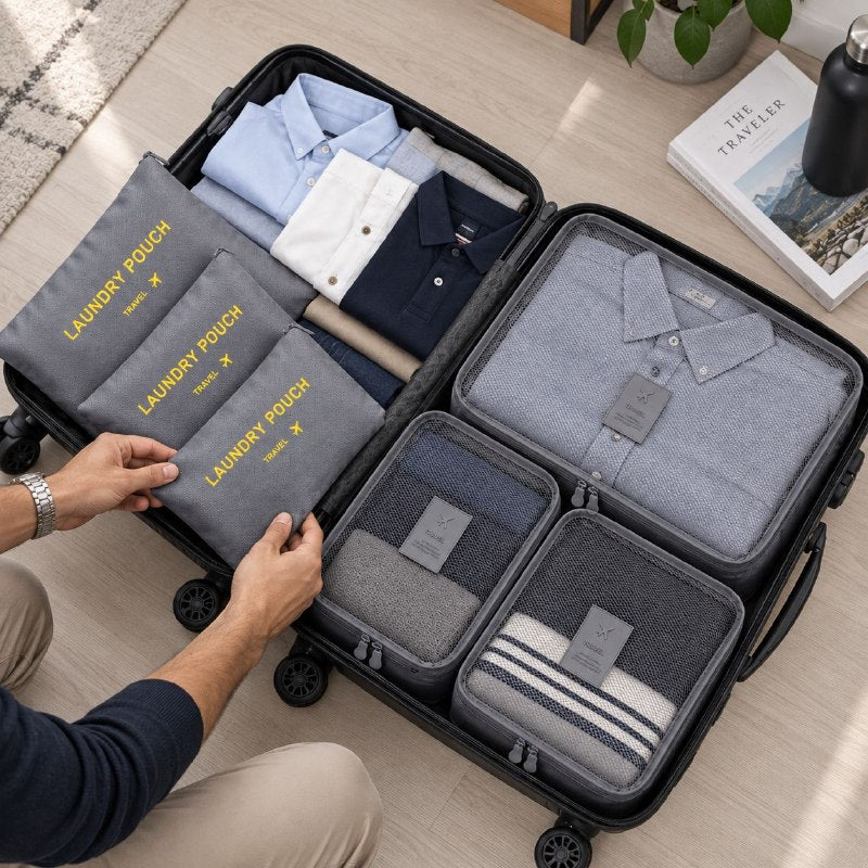 SET DE 6 BOLSOS ORGANIZADORES DE VIAJE PARA MALETA MULTIUSOS