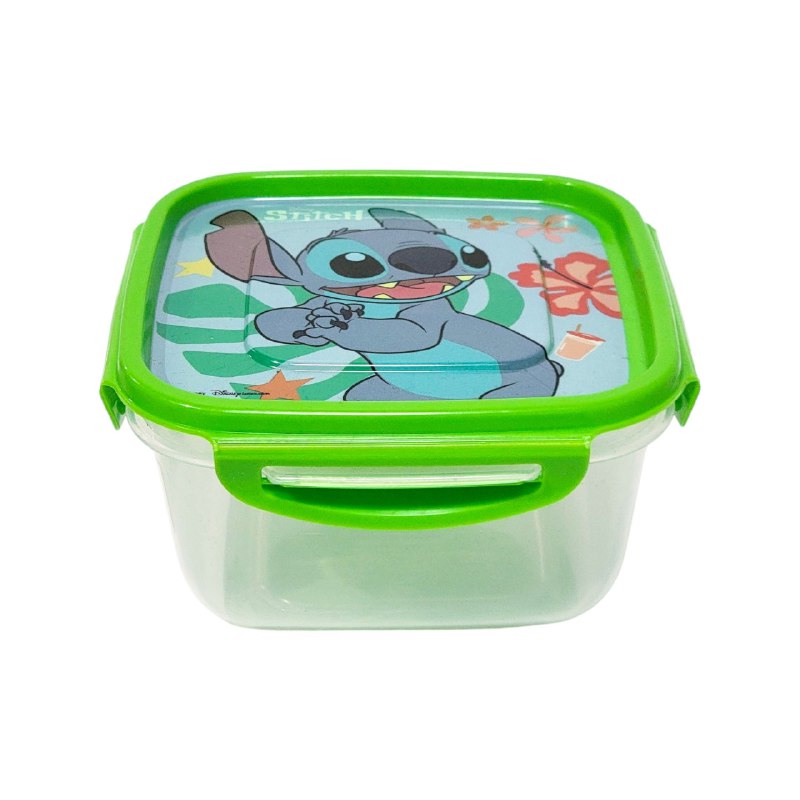 RECIPIENTE PANA PARA ALIMENTOS PARA NIÑOS CON DISEÑO DE STITCH 9X16X16CM