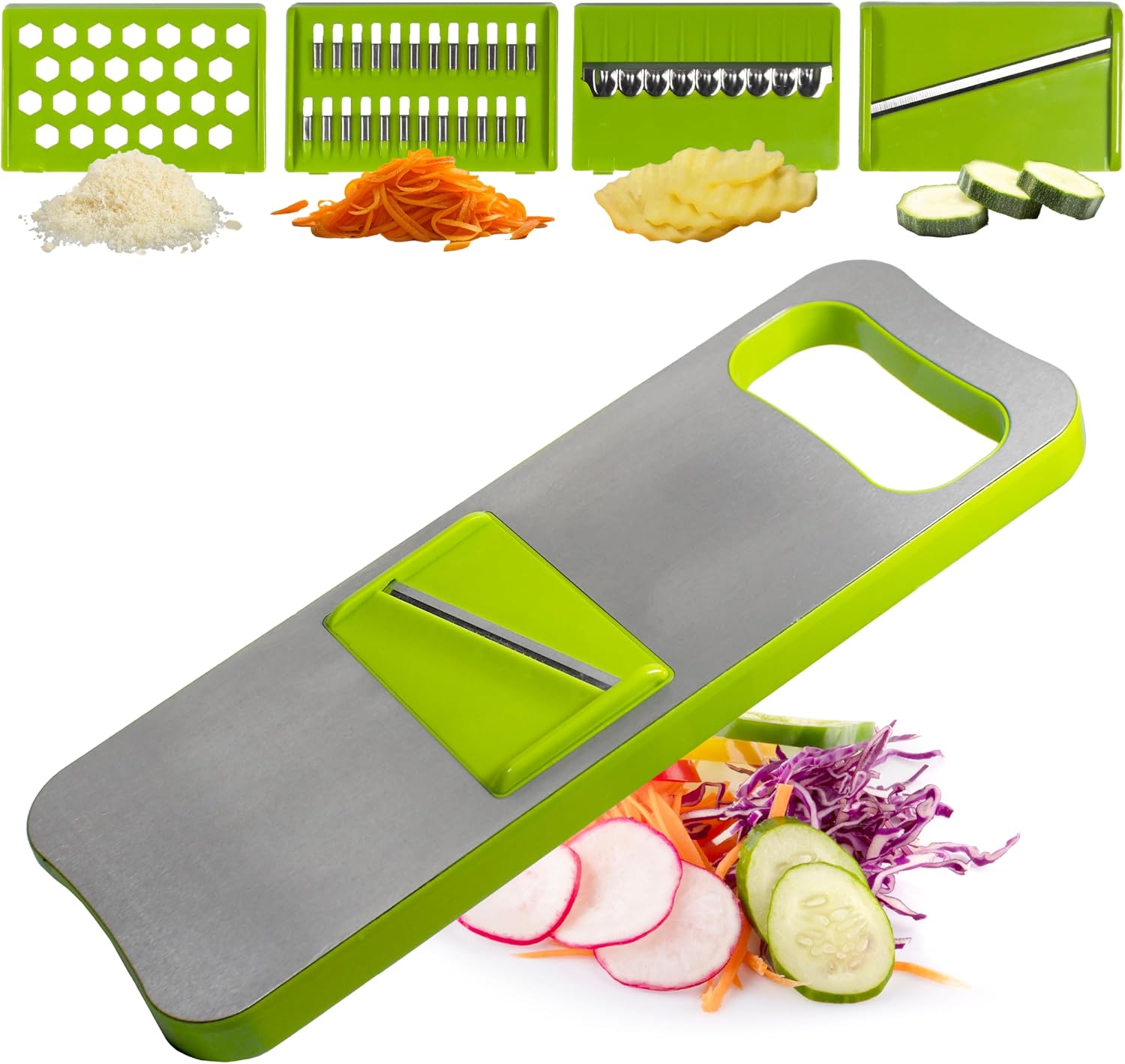 CORTADOR Y RALLADOR DE VERDURAS 4 EN 1 DE ACERO INOXIDABLE VELEKA 28X10.5CM