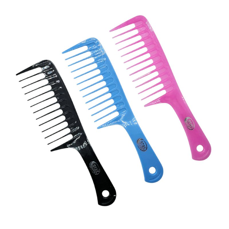 CEPILLO PEINES DE DIENTES ANCHOS PLASTICO, IDEAL PARA DESENREDAR EL CABELLO LARGO O SECO SIN DAÑO STAY BEAUTIFUL 3 COLORES