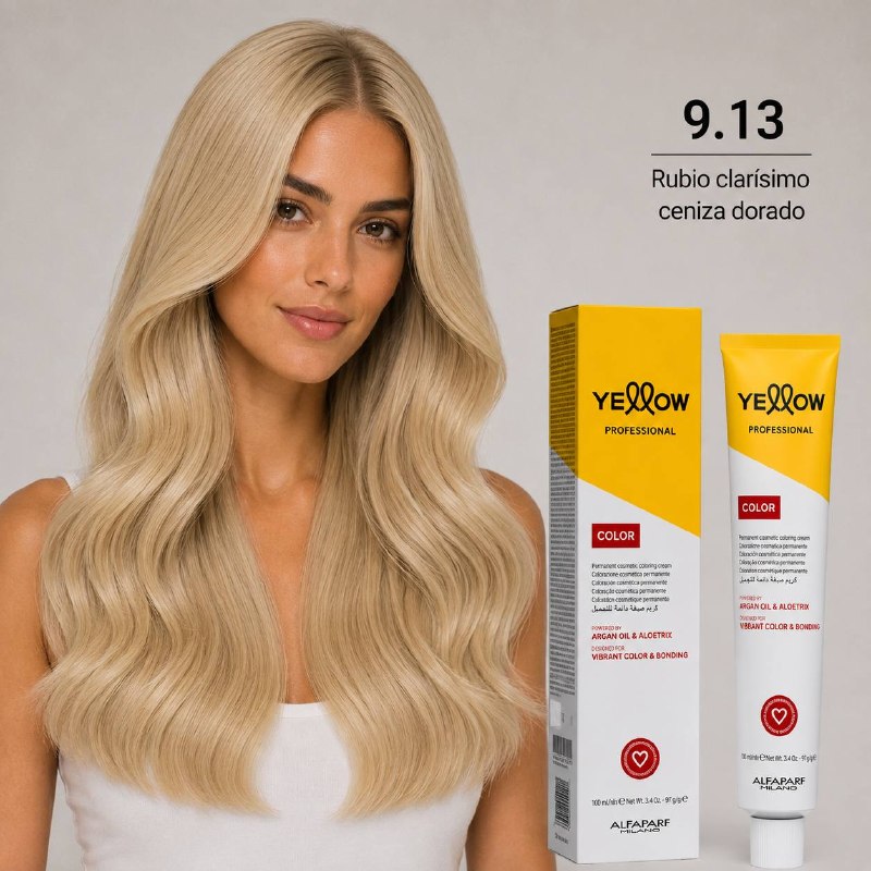 TINTE PERMANENTE PARA EL CABELLO CON ACEITE DE ARGAN Y ALOETRIX TONO 9.13 RUBIO CLARISIMO CENIZA DORADO ALFAPARF 100ML