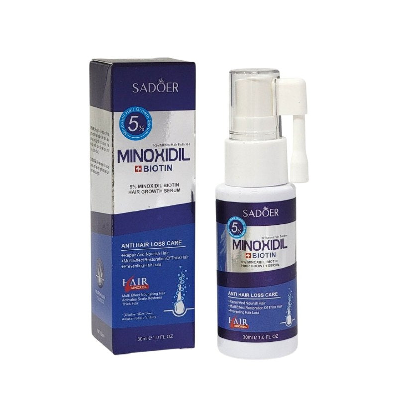 SUERO PARA EL CABELLO PARA HOMBRES CON MINOXIDIL 5% Y BIOTINA ANTICAIDA SADOER 30ML