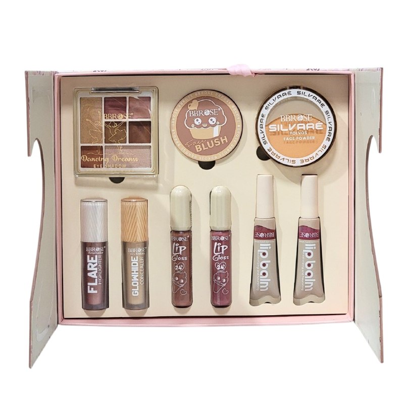 SET DE MAQUILLAJE COMPLETO DE 9 PIEZAS EN CAJA DE REGALO BBROSE