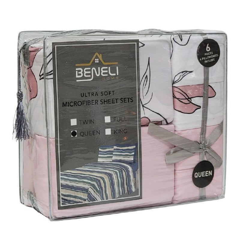 JUEGO DE SABANAS CAMERA DE 6 PIEZAS QUEEN BENELI HOME, 10 ESTILOS
