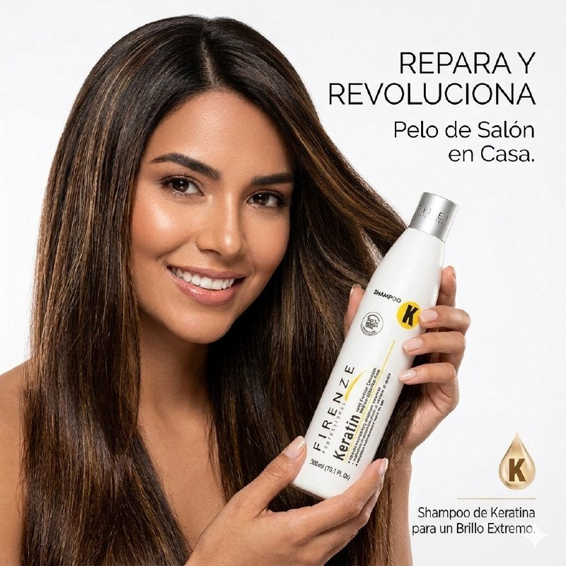 SHAMPOO FORTALECEDOR LIBRE DE SAL CON QUE HIDRATA Y REPONE LA QUERATINA FIRENZE 300ML