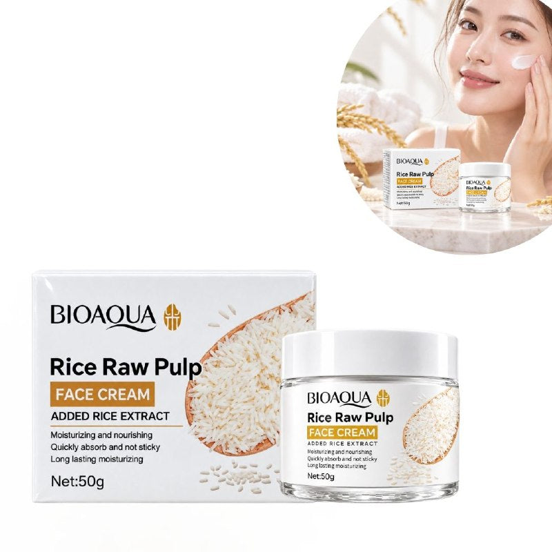 CREMA FACIAL HIDRATANTE Y NUTRITIVA DE PULPA CRUDA DE ARROZ BIOAQUA 50G