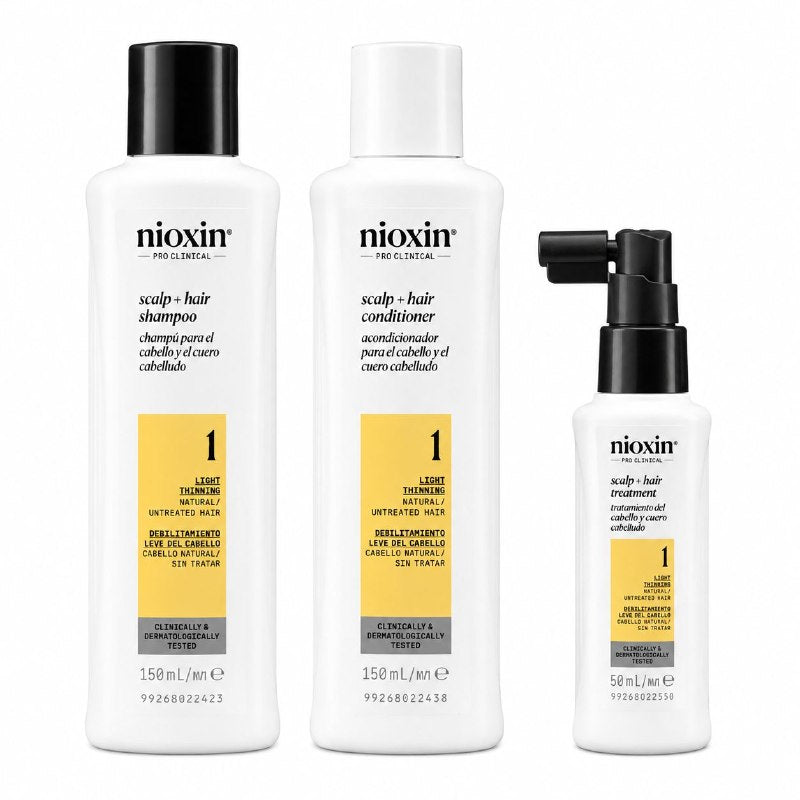 SET DE 3 PASOS EN FORMATO DE VIAJE DE TRATAMIENTO ANTICAIDA, DENSIFICADOR Y PURIFICANTE NIOXIN