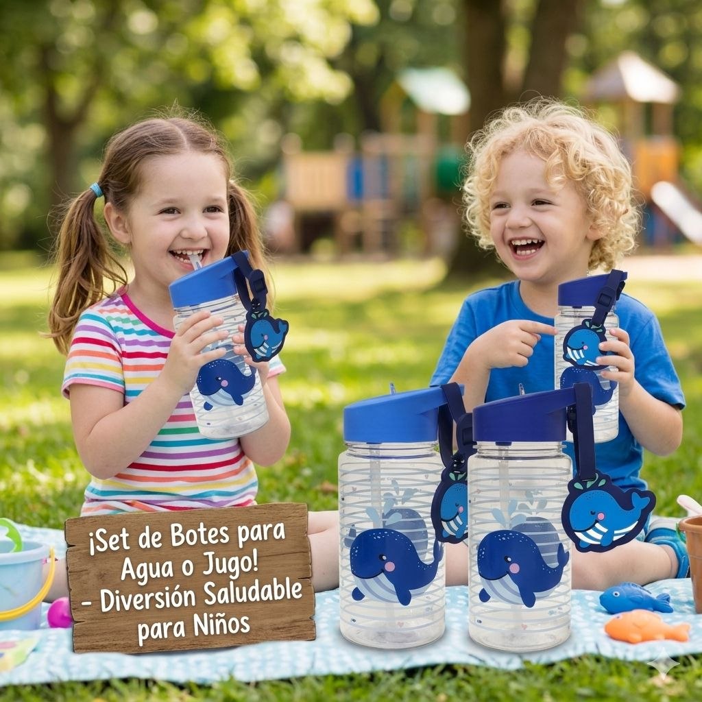 BOTE DE AGUA CON DISEÑO INFANTIL BALLENAS LIFE ART