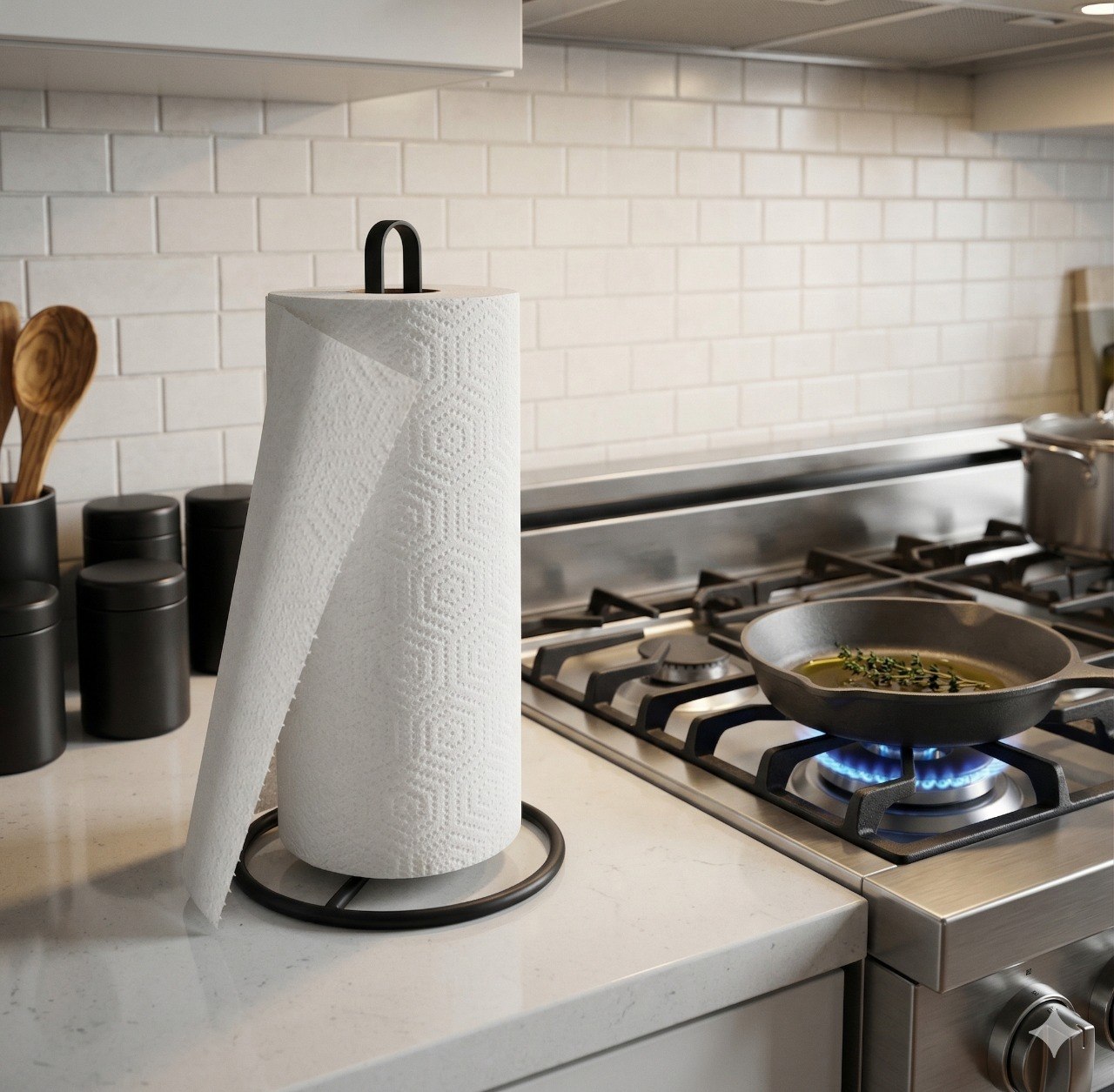 SUJETADOR DE PAPEL DE COCINA METAL ACABADO NEGRO MATE LIFE ART 28CM
