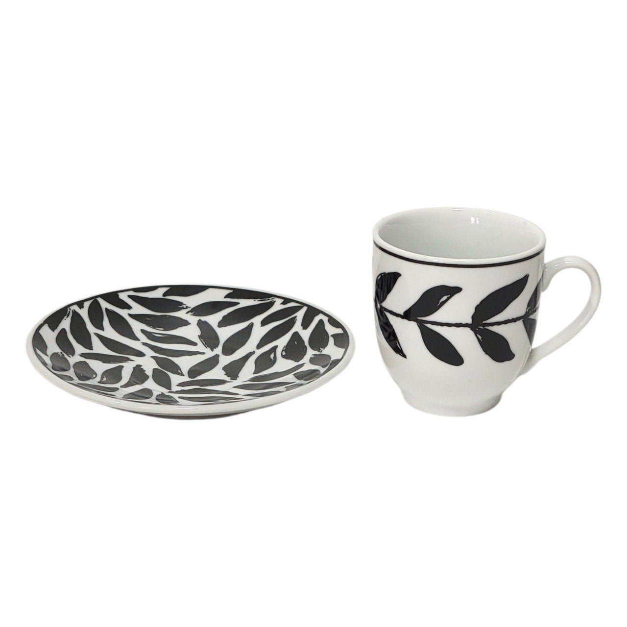 SET DE TAZAS Y PLATOS CON PATRON DE HOJAS 12PCS LIFEART