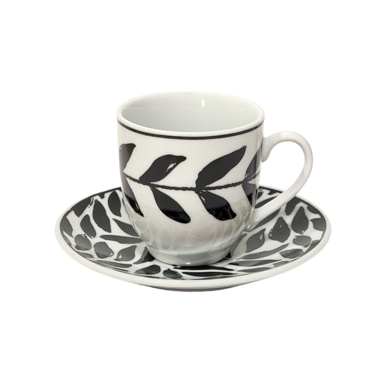 SET DE TAZAS Y PLATOS CON PATRON DE HOJAS 12PCS LIFEART