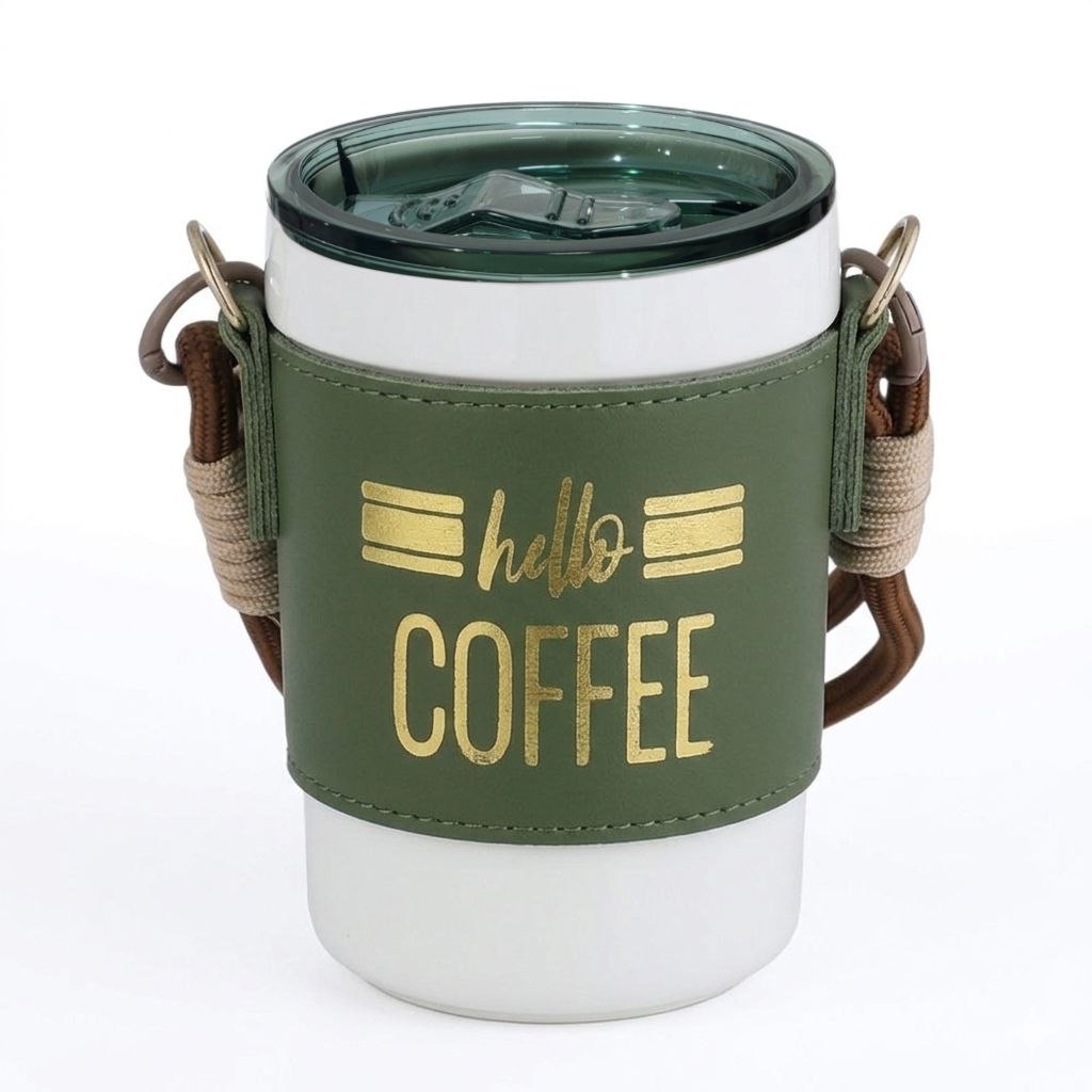 TAZA DE VIAJE DE PORCELANA CON FUNDA PROTECTORA TERMICA ESTILO URBANO LIFE ART 420ML