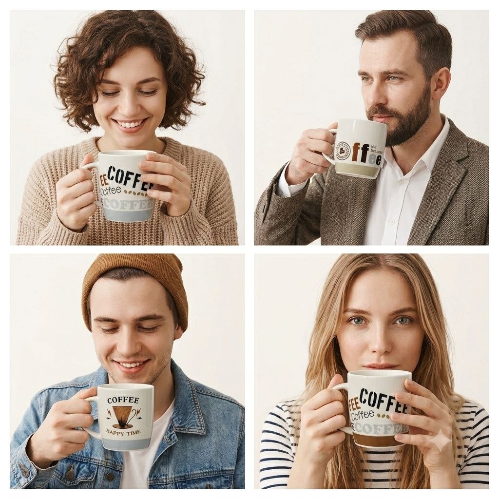 SET DE TAZAS DE CERAMICA 4PCS LIFEART 370ML