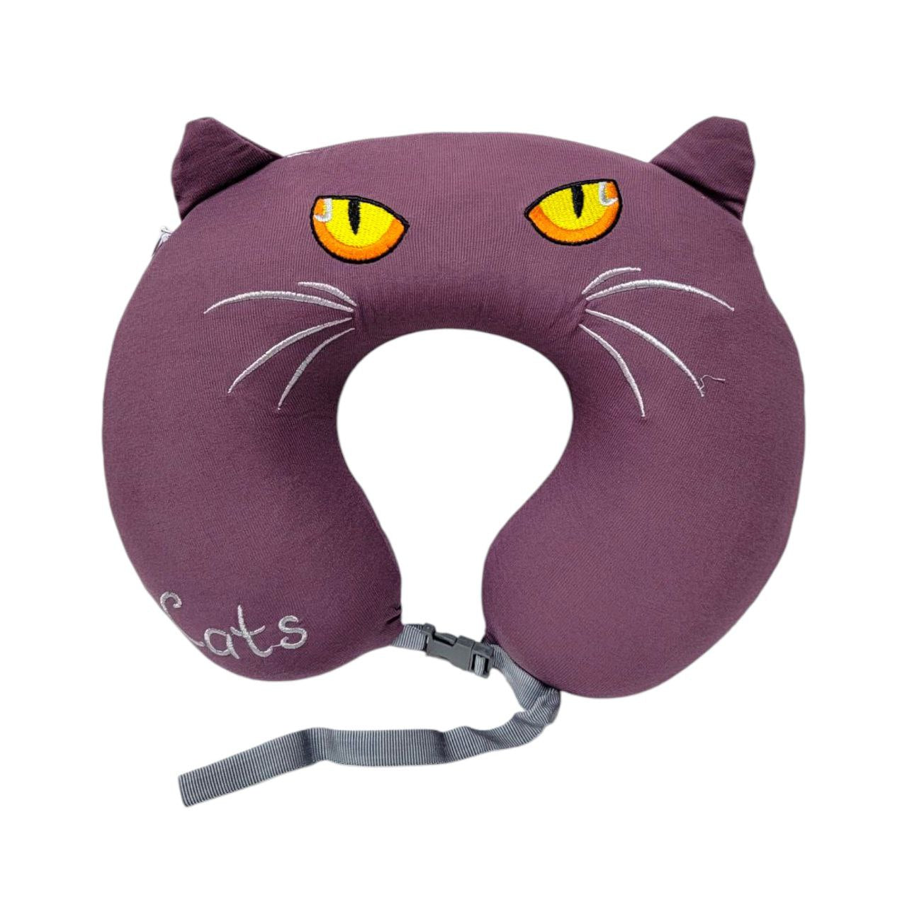 COLLARIN FOAM ALMOHADA PARA CUELLO EN FORMA DE U DE ESPUMA VISCOELASTICA CON FUNDA LAVABLE, CIERRE PARA CUELLO PARA VIAJES O DORMIR 5 DISEÑOS DE GATO 36X27CM