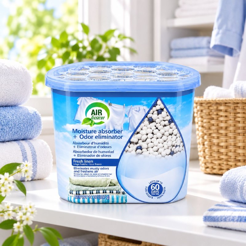PERLAS ABSORBEDORAS DE HUMEDAD Y ELIMINADOR DE OLORES CON AROMA LINO FRESCO AIR FUSION 397G