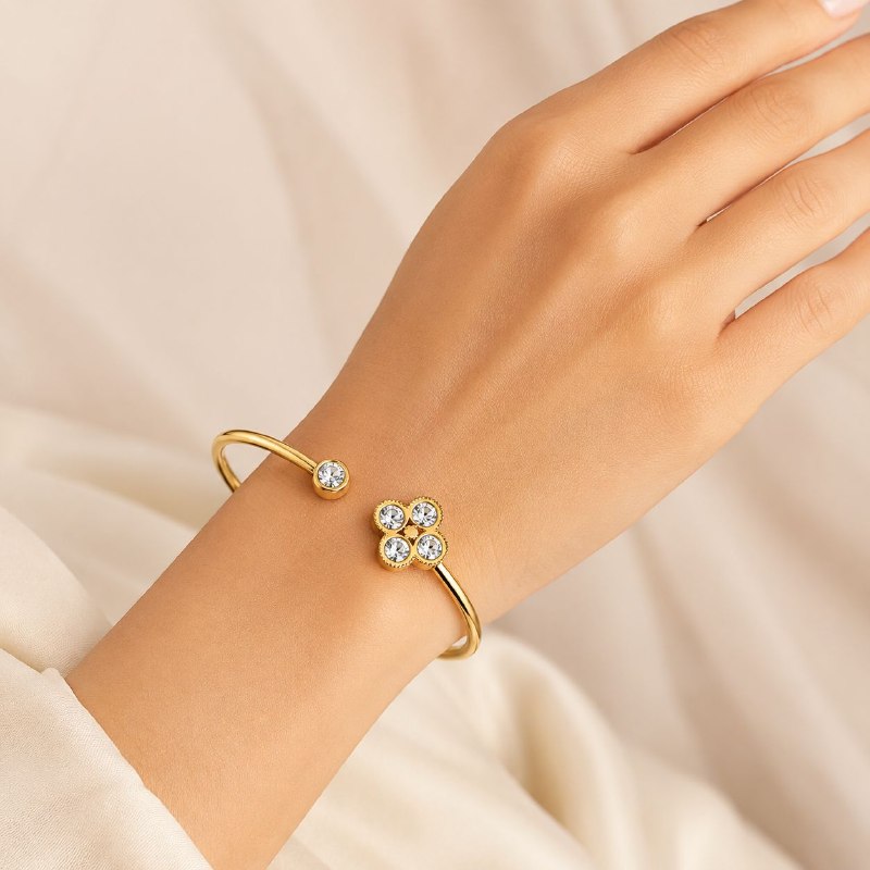 PULSERA DE ENCHAPE PARA DAMA CON DISEÑO DE FLOR 7CM