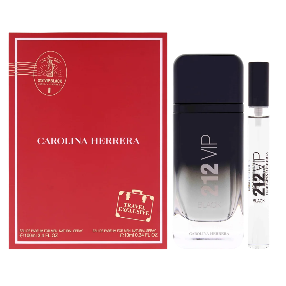 SET CAROLINA HERRERA 212 VIP BLACK EDP 100ML EDP 10ML (H)