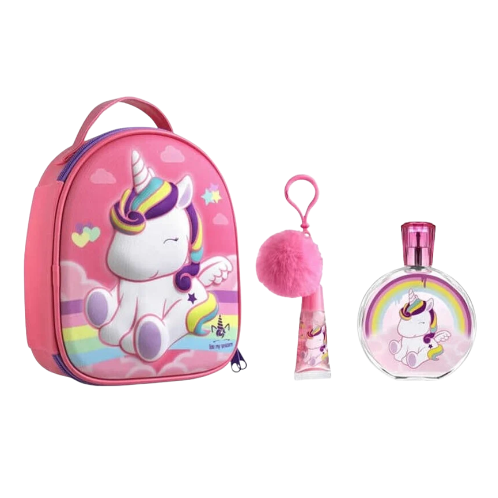 SET AIR VAIL EAU MY UNICORN EDT 100ML LLAVERO Y BRILLO LABIAL 7ML LONCHERA (M)