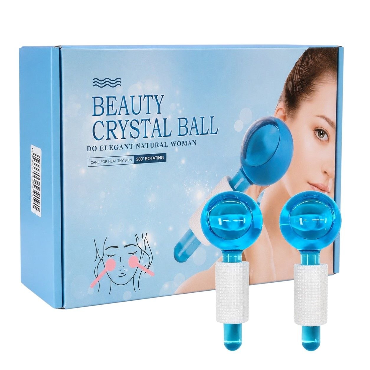 KIT DE MASAJE FACIAL DE GLOBOS DE CRISTAL QUE REDUCEN LA HINCHAZON Y OJERAS DE LA CARA BEAUTY CRYSTAL 2UND